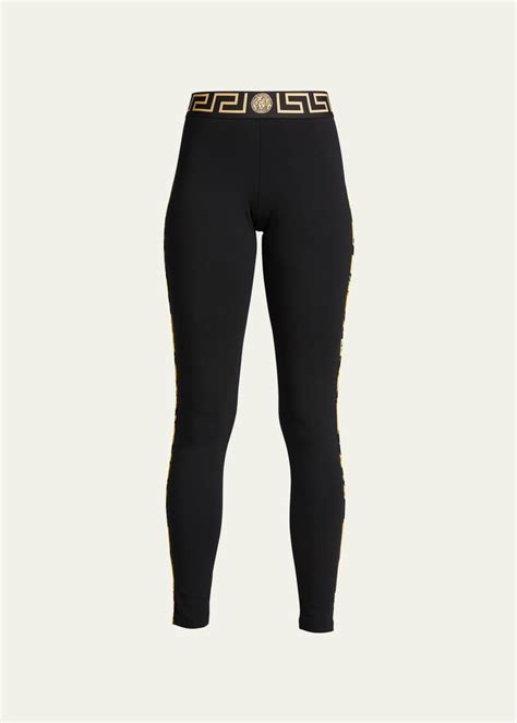 versace leggings blue|Versace greca border leggings.